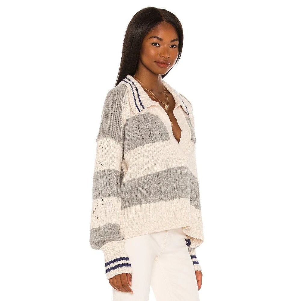 FREE PEOPLE Pembrook Oversize Sweater in Ivory Combo - Large NWT - Picture 3 of 5